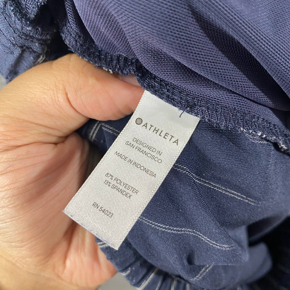 Athleta Jogger Pants 4 Petite Navy Blue Striped Midtown Ankle High Rise - Picture 12 of 15